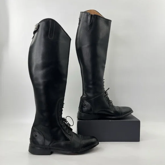 Equistar Riding Boots Womens Black Size 10 Back Zip Knee High Equestrian - Picture 7 of 13
